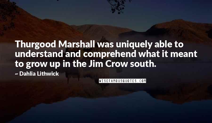 Dahlia Lithwick Quotes: Thurgood Marshall was uniquely able to understand and comprehend what it meant to grow up in the Jim Crow south.