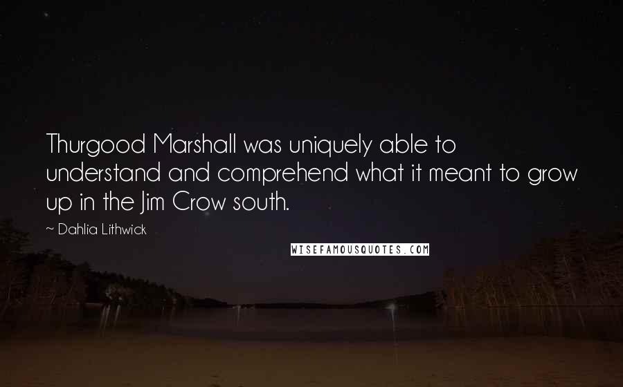 Dahlia Lithwick Quotes: Thurgood Marshall was uniquely able to understand and comprehend what it meant to grow up in the Jim Crow south.