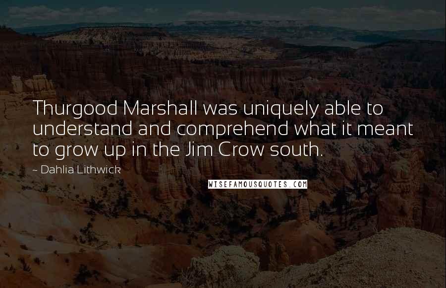 Dahlia Lithwick Quotes: Thurgood Marshall was uniquely able to understand and comprehend what it meant to grow up in the Jim Crow south.