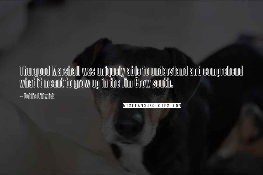Dahlia Lithwick Quotes: Thurgood Marshall was uniquely able to understand and comprehend what it meant to grow up in the Jim Crow south.