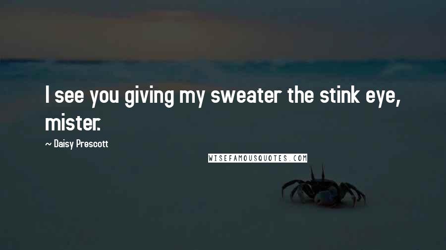 Daisy Prescott Quotes: I see you giving my sweater the stink eye, mister.