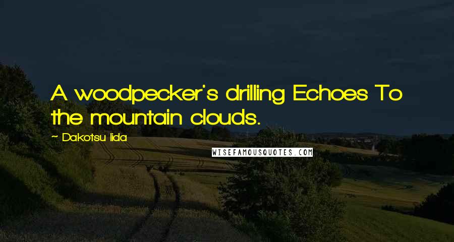 Dakotsu Iida Quotes: A woodpecker's drilling Echoes To the mountain clouds.