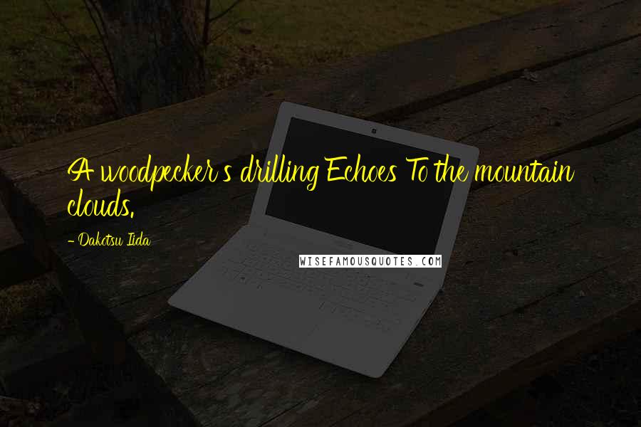 Dakotsu Iida Quotes: A woodpecker's drilling Echoes To the mountain clouds.