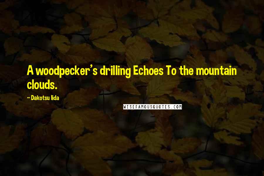 Dakotsu Iida Quotes: A woodpecker's drilling Echoes To the mountain clouds.
