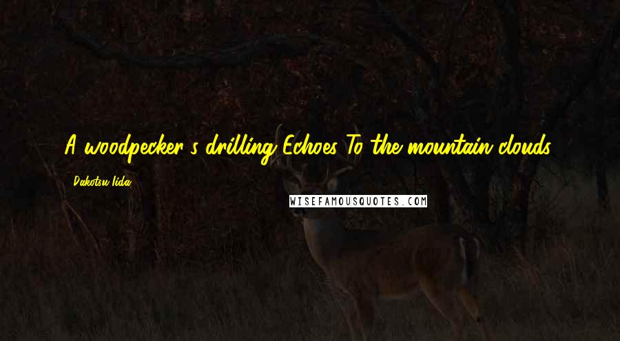 Dakotsu Iida Quotes: A woodpecker's drilling Echoes To the mountain clouds.