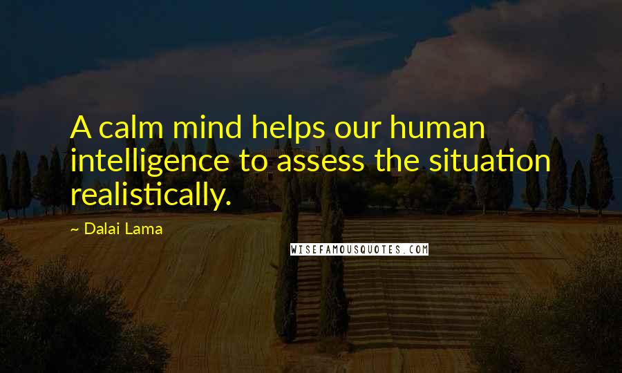 Dalai Lama Quotes: A calm mind helps our human intelligence to assess the situation realistically.