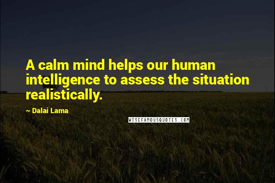 Dalai Lama Quotes: A calm mind helps our human intelligence to assess the situation realistically.