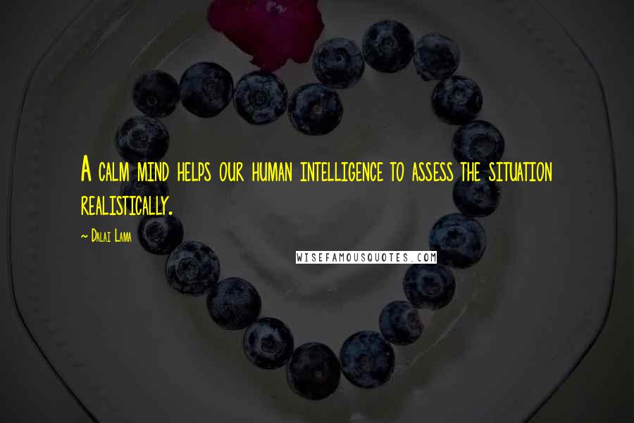 Dalai Lama Quotes: A calm mind helps our human intelligence to assess the situation realistically.