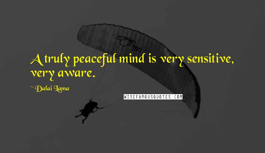 Dalai Lama Quotes: A truly peaceful mind is very sensitive, very aware.