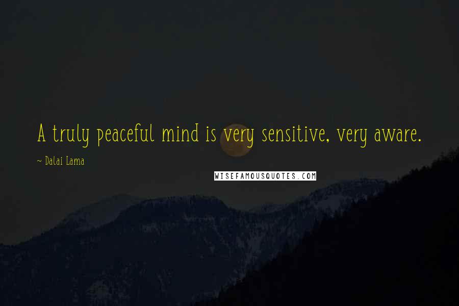 Dalai Lama Quotes: A truly peaceful mind is very sensitive, very aware.