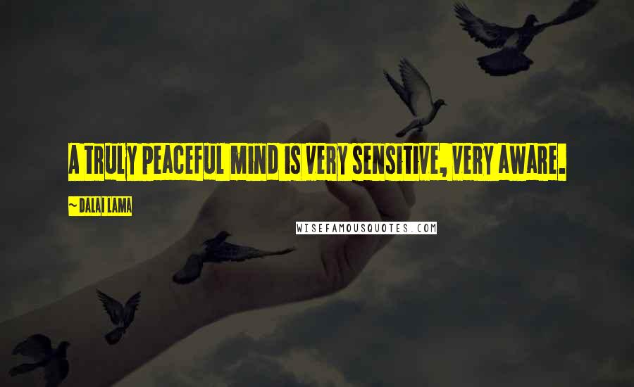 Dalai Lama Quotes: A truly peaceful mind is very sensitive, very aware.