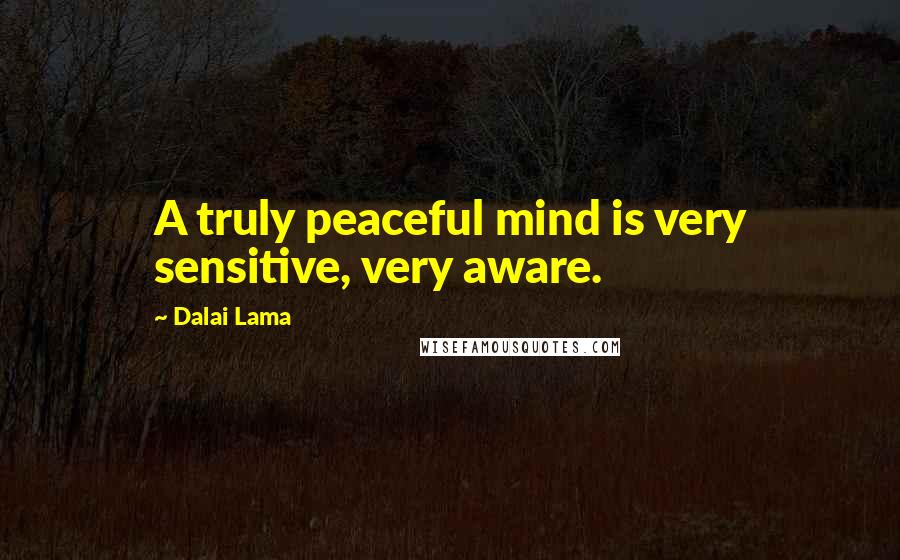 Dalai Lama Quotes: A truly peaceful mind is very sensitive, very aware.