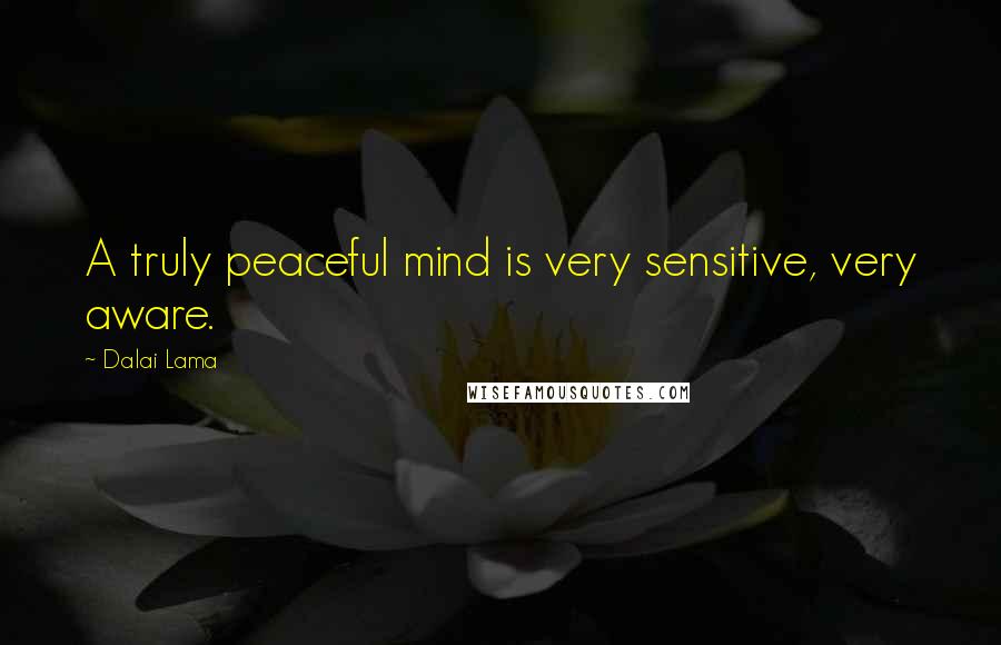 Dalai Lama Quotes: A truly peaceful mind is very sensitive, very aware.