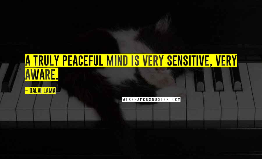 Dalai Lama Quotes: A truly peaceful mind is very sensitive, very aware.