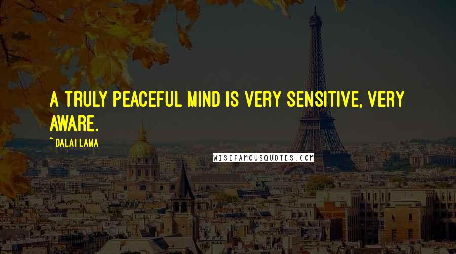 Dalai Lama Quotes: A truly peaceful mind is very sensitive, very aware.