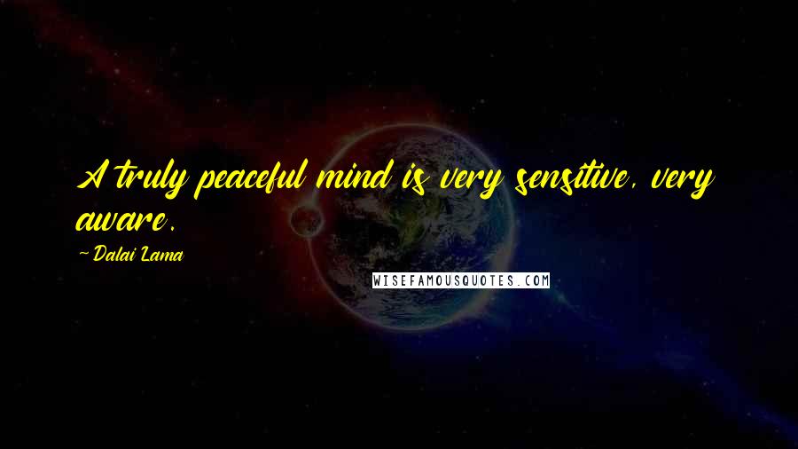 Dalai Lama Quotes: A truly peaceful mind is very sensitive, very aware.