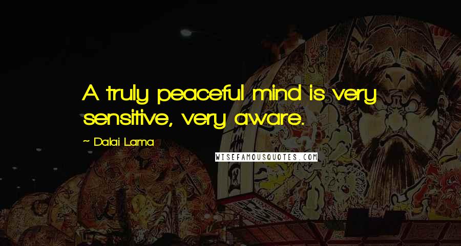 Dalai Lama Quotes: A truly peaceful mind is very sensitive, very aware.