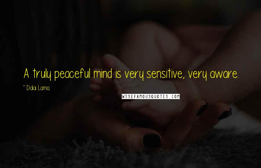 Dalai Lama Quotes: A truly peaceful mind is very sensitive, very aware.