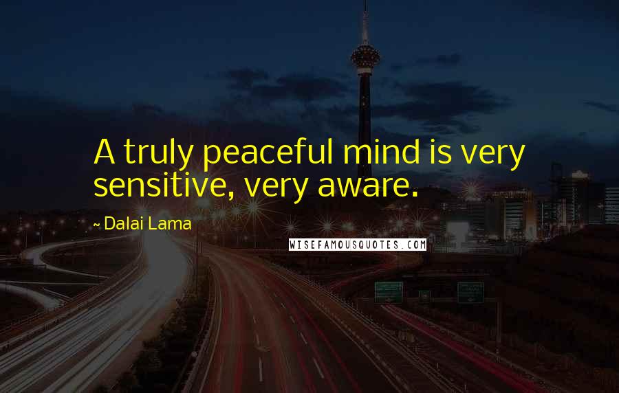 Dalai Lama Quotes: A truly peaceful mind is very sensitive, very aware.