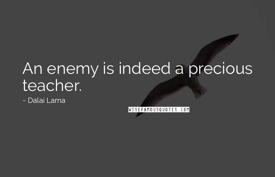 Dalai Lama Quotes: An enemy is indeed a precious teacher.
