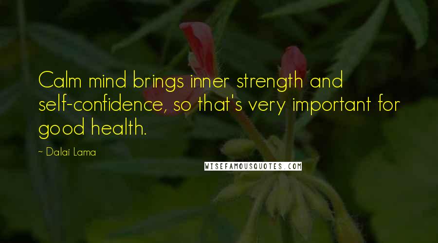 Dalai Lama Quotes: Calm mind brings inner strength and self-confidence, so that's very important for good health.