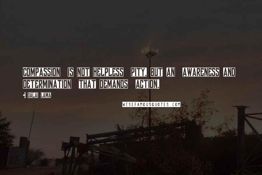 Dalai Lama Quotes: Compassion  is not helpless  pity, but an  awareness and  determination  that demands  action.
