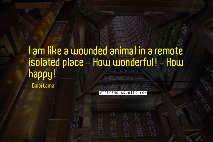 Dalai Lama Quotes: I am like a wounded animal in a remote isolated place - How wonderful! - How happy!