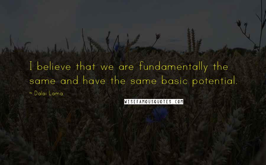 Dalai Lama Quotes: I believe that we are fundamentally the same and have the same basic potential.