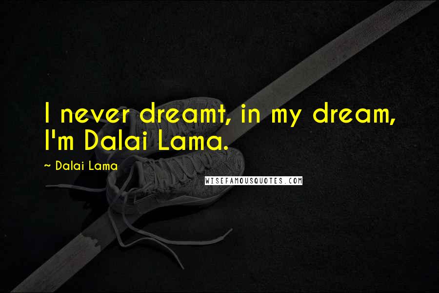 Dalai Lama Quotes: I never dreamt, in my dream, I'm Dalai Lama.