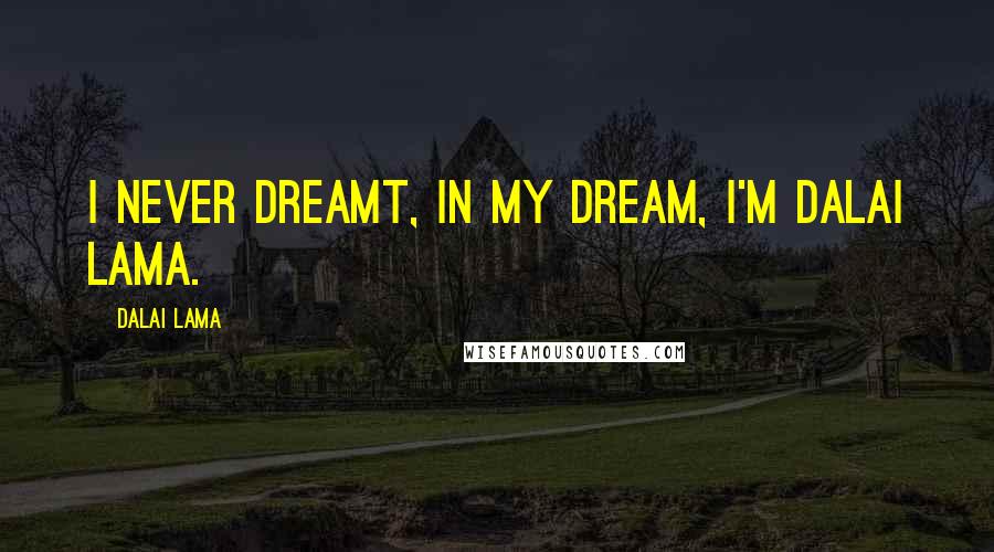 Dalai Lama Quotes: I never dreamt, in my dream, I'm Dalai Lama.