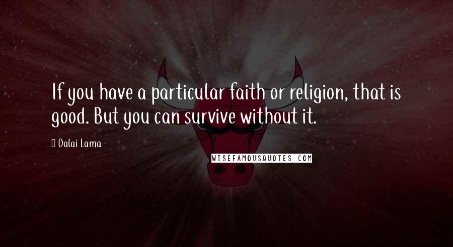 Dalai Lama Quotes: If you have a particular faith or religion, that is good. But you can survive without it.