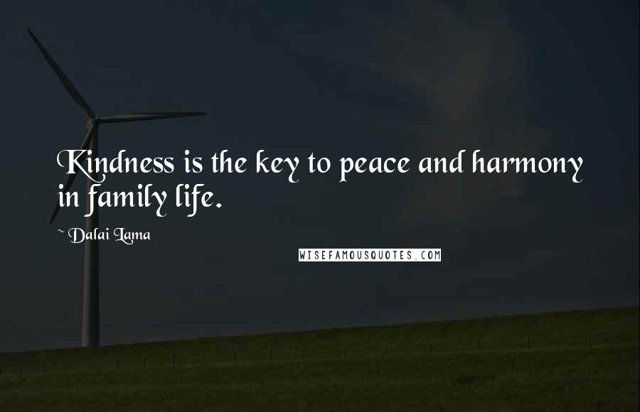 Dalai Lama Quotes: Kindness is the key to peace and harmony in family life.