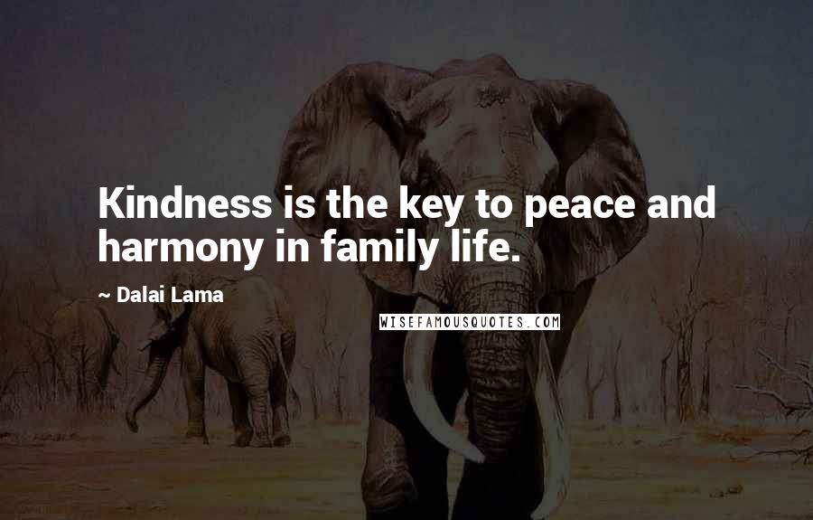 Dalai Lama Quotes: Kindness is the key to peace and harmony in family life.