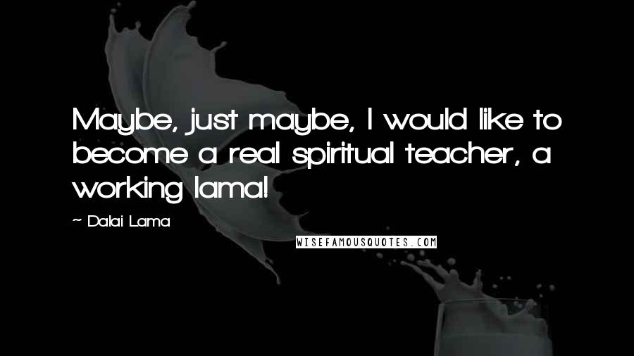 Dalai Lama Quotes: Maybe, just maybe, I would like to become a real spiritual teacher, a working lama!