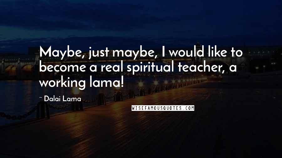 Dalai Lama Quotes: Maybe, just maybe, I would like to become a real spiritual teacher, a working lama!