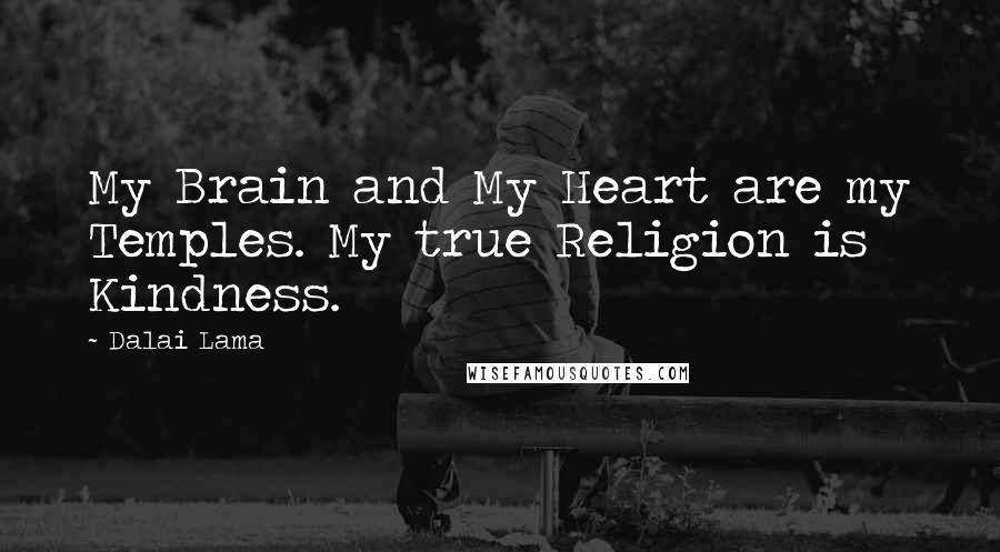 Dalai Lama Quotes: My Brain and My Heart are my Temples. My true Religion is Kindness.