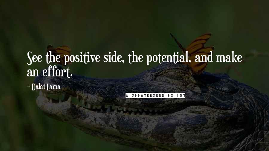 Dalai Lama Quotes: See the positive side, the potential, and make an effort.