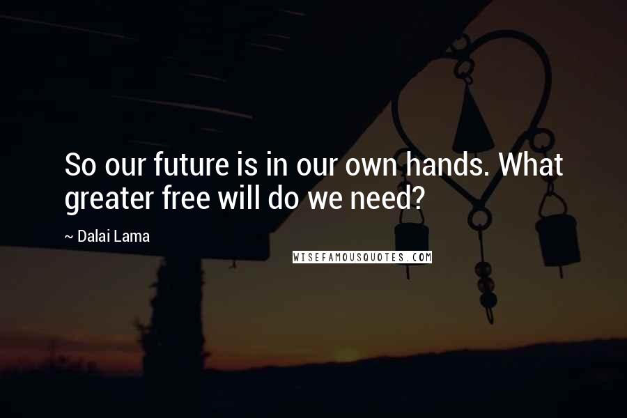 Dalai Lama Quotes: So our future is in our own hands. What greater free will do we need?