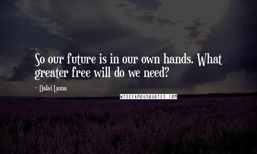 Dalai Lama Quotes: So our future is in our own hands. What greater free will do we need?