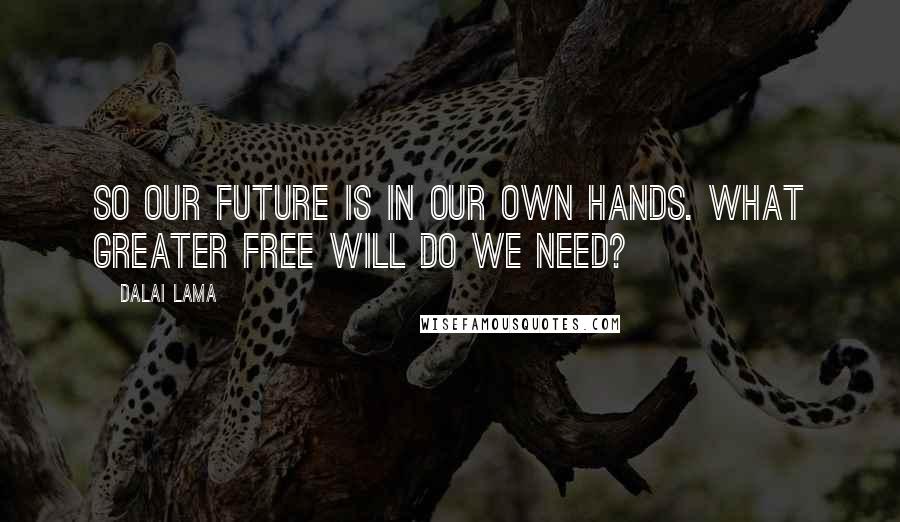 Dalai Lama Quotes: So our future is in our own hands. What greater free will do we need?