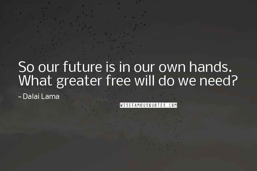 Dalai Lama Quotes: So our future is in our own hands. What greater free will do we need?