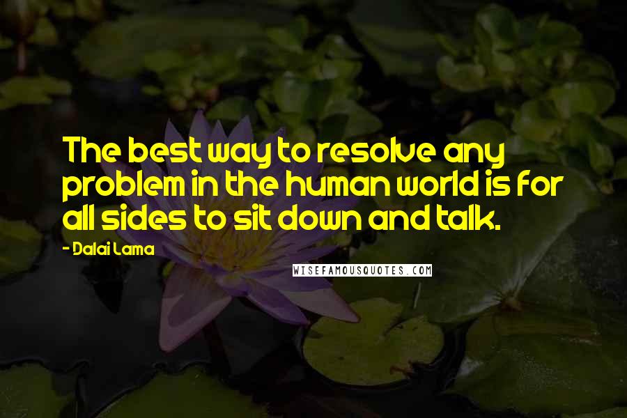 Dalai Lama Quotes: The best way to resolve any problem in the human world is for all sides to sit down and talk.