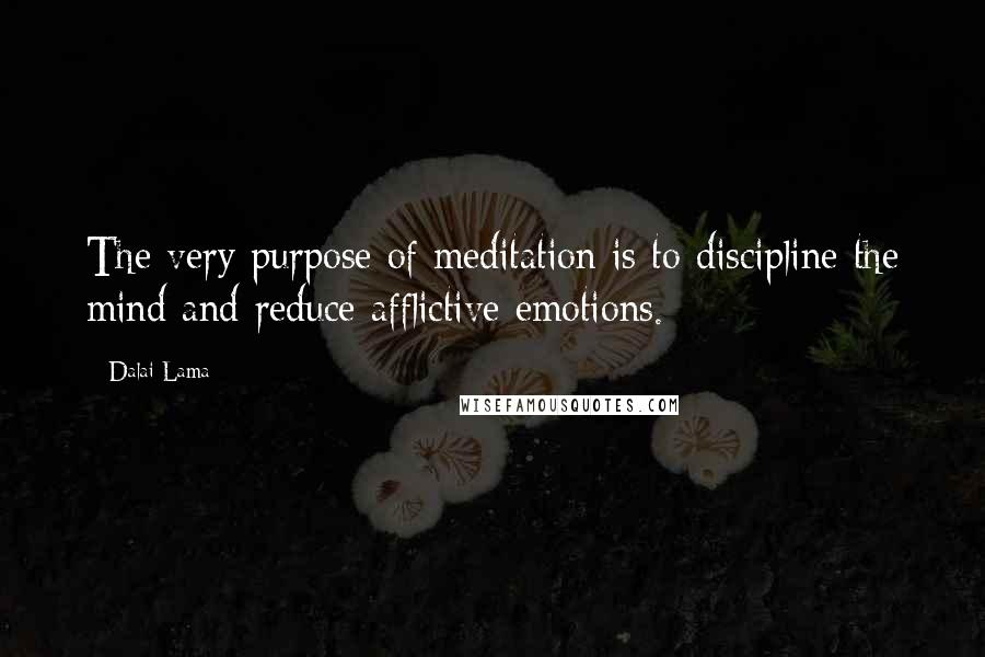 Dalai Lama Quotes: The very purpose of meditation is to discipline the mind and reduce afflictive emotions.