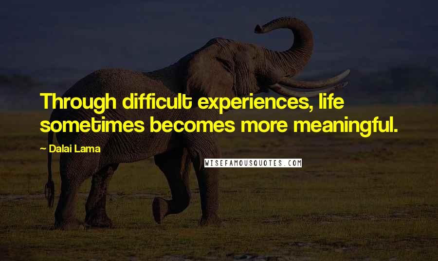 Dalai Lama Quotes: Through difficult experiences, life sometimes becomes more meaningful.