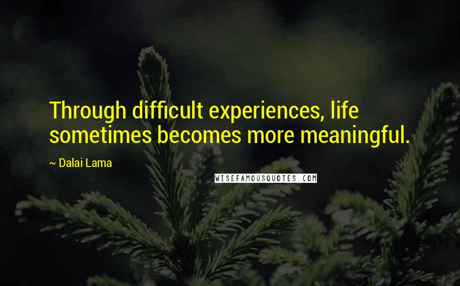 Dalai Lama Quotes: Through difficult experiences, life sometimes becomes more meaningful.
