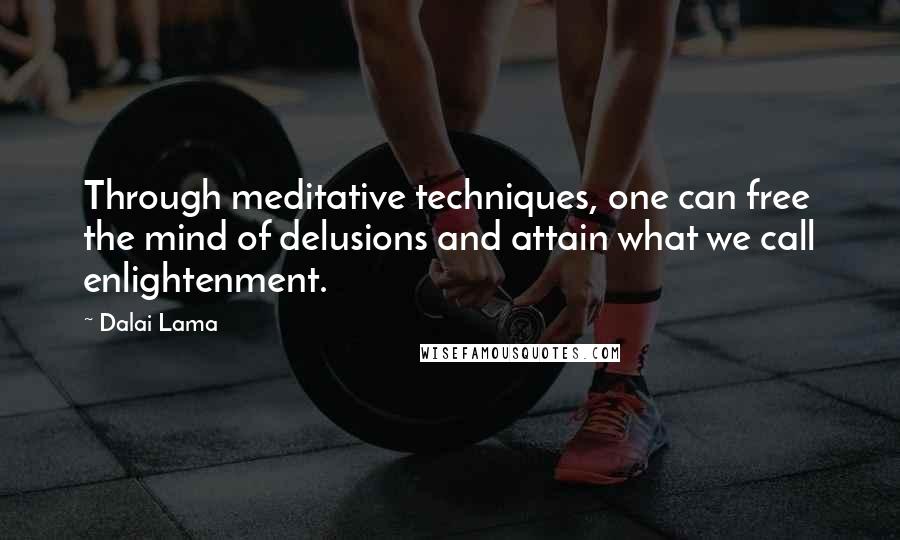 Dalai Lama Quotes: Through meditative techniques, one can free the mind of delusions and attain what we call enlightenment.