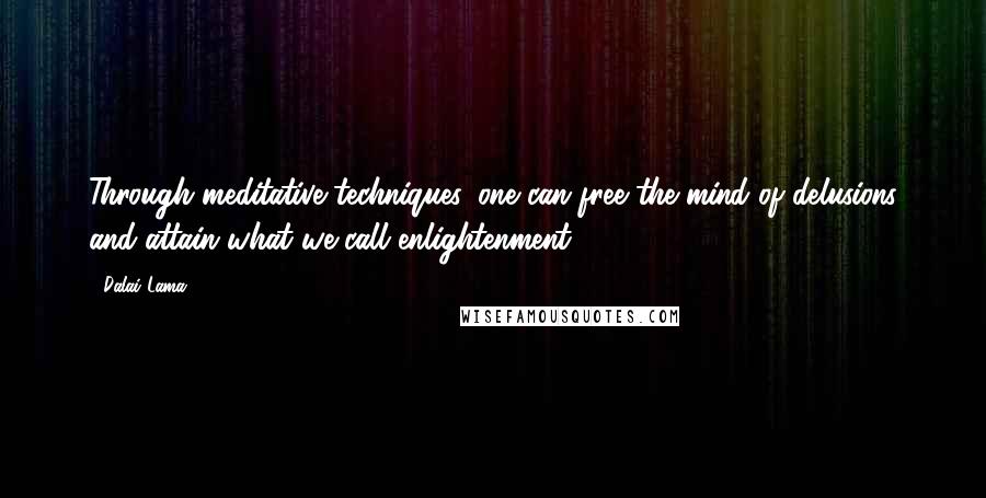 Dalai Lama Quotes: Through meditative techniques, one can free the mind of delusions and attain what we call enlightenment.