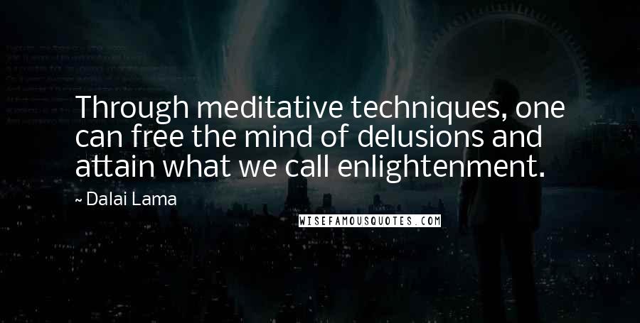 Dalai Lama Quotes: Through meditative techniques, one can free the mind of delusions and attain what we call enlightenment.