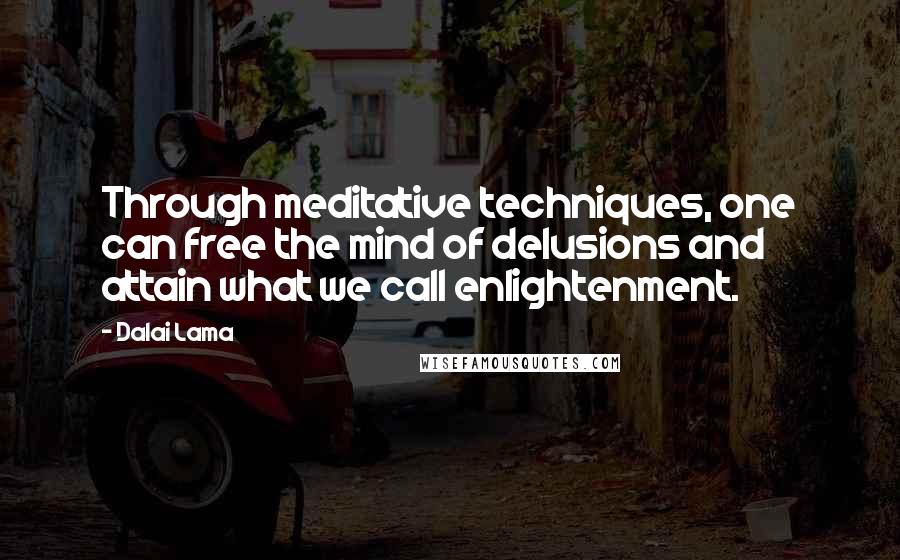 Dalai Lama Quotes: Through meditative techniques, one can free the mind of delusions and attain what we call enlightenment.