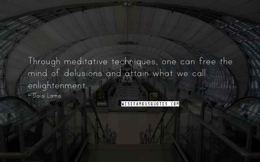 Dalai Lama Quotes: Through meditative techniques, one can free the mind of delusions and attain what we call enlightenment.